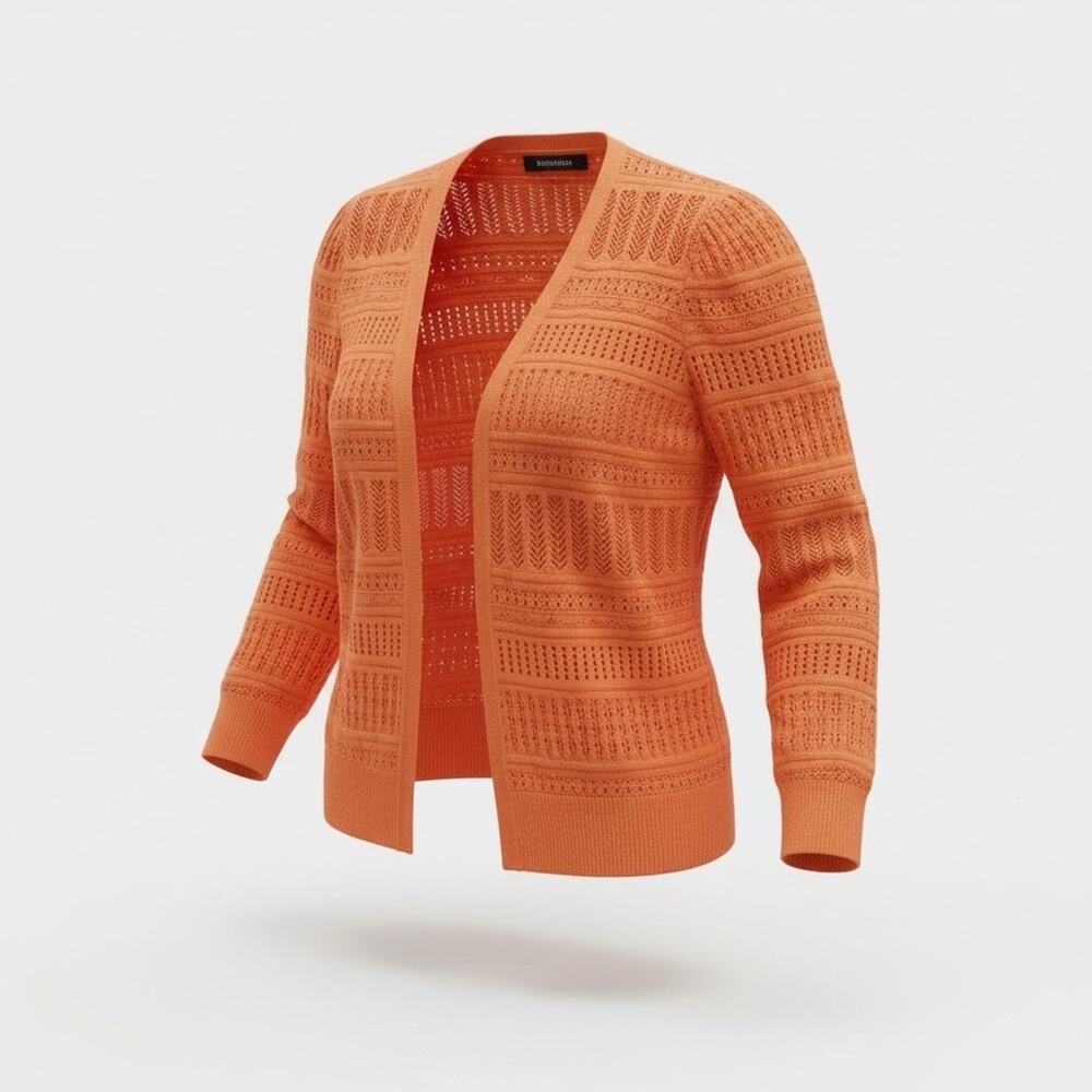 Kathy Ireland Knit Cardigan Orange Size M Lightweight